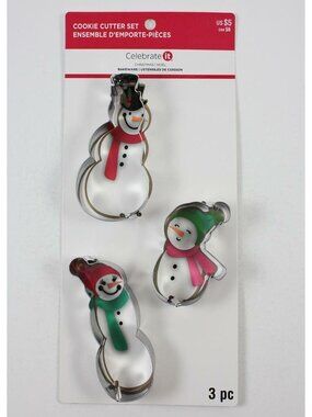 Metal Christmas Snowman Cookie Cutters Set of 3 Michaels Celebrate It NEW